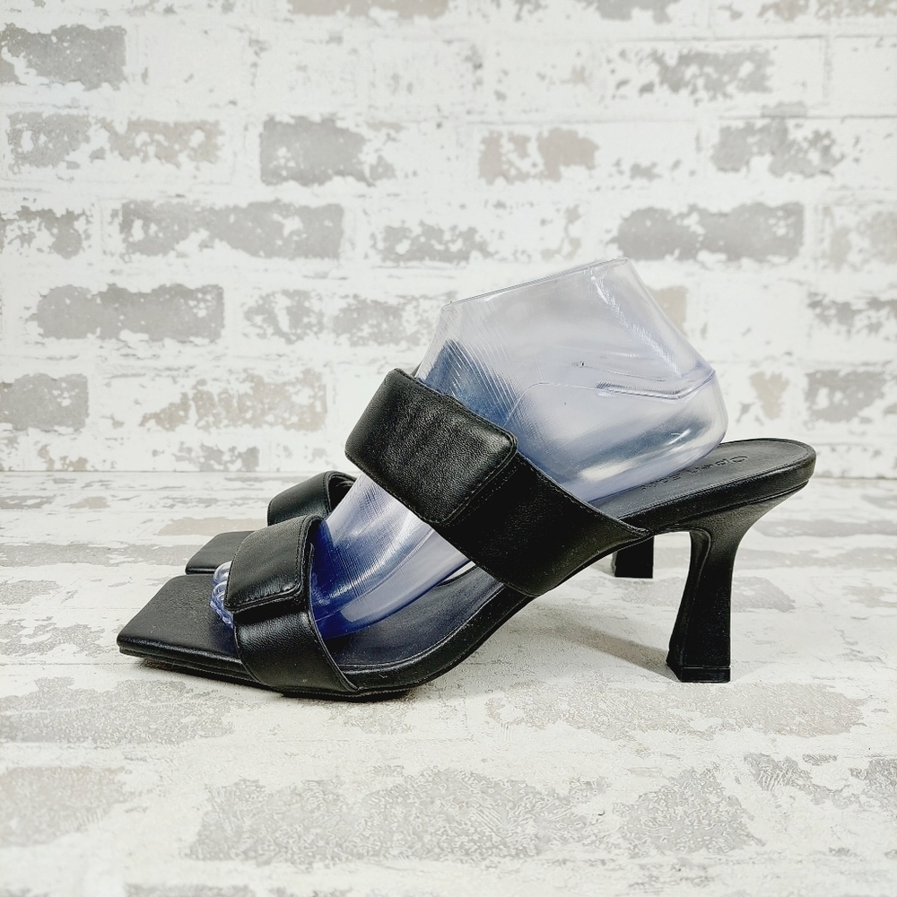 NEW Open Edit Edquincy Black Slip On Summer Heeled Sandals V36